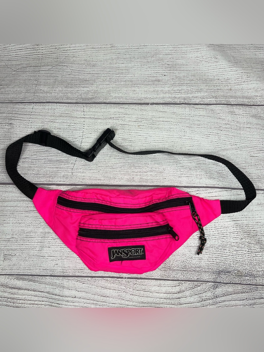 Jansport Neon Pink Vintage Double Pocket Fanny Pack